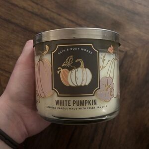 Bath & Body Works White Pumpkin Candle with Gold Accents